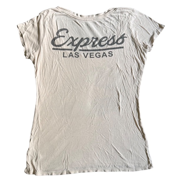 EXPRESS LAS VEGAS GRAY SCOOP NECK GRAPHIC SHORT SLEEVE T-SHIRT SIZE XS - Picture 3 of 8